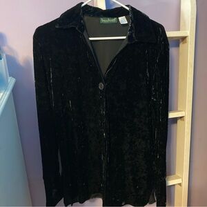 Crushed velvet button up